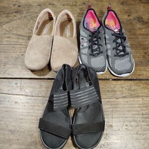 SKECHERS Sz 10 Loafer Sandals Sneakers Wedge LOT